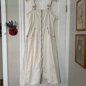 Forever My Girl (Anthropologie) Cream Denim Zip-Up Midi Dress